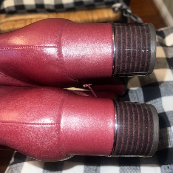 Alfani New Fall Perfect Short Bootie High Stacked Heel Zipper Maroon Square Toe - Picture 7 of 9